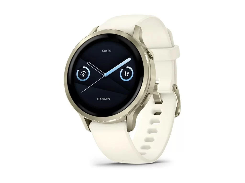 Garmin Venu 4, valkoinen, kultaiset kehykset
