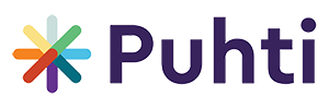 Puhti pelkkä logo, sateenkaaren värit tähdessä vasemmalla